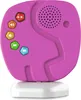 A pink elephant-shaped Bluetooth speaker with colorful buttons sits on a white base against a white background. Produktbild-Vorschau