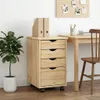 Rollschrank Mit Rad Braun 34 x 39 x 56 cm Massives Produktbild-Vorschau 2