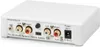 Rear view of a white Pro-Ject Record Box E phono preamplifier. Produktbild-Vorschau
