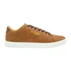 A single brown sneaker is shown from the side against a white background.