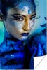 MuchoWow® Poster Frau - Gold - Blau 80x120 cm - Papierdruck Produktbild-Vorschau 1