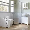 A clean, modern bathroom with a toilet, sink, and shower. Voir les images du produit
