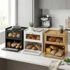 Relaxdays Bambusová chlebovka, 2 poschodia, priehľadné Náhľad obrázku produktu 3