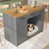 A dog is resting in a built-in pet bed within a kitchen island. Anteprima dell’immagine prodotto