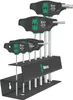 A set of Wera T-handle hex keys is displayed on a black stand. Produktbild-Vorschau