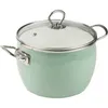 A light green pot with a glass lid and silver handles is shown against a white background. Produktbild-Vorschau