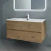 A modern bathroom vanity with a sink and mirror. Produktbild-Vorschau