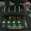 A close-up view of a flight simulator control panel with illuminated buttons and displays. Produktbild-Vorschau