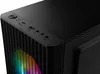 A close-up view of the top front panel of a black computer tower, showing various ports and a section of RGB lighting on the front grille. Produktbild-Vorschau