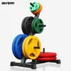 A weight plate rack with various colored weight plates. Produktbild-Vorschau