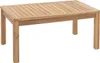 A wooden coffee table with a slatted top and four legs, shown against a white background. Voir les images du produit