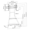 A technical drawing of a TV stand with dimensions and angles indicated. Produktbild-Vorschau