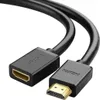 A close-up shot of a black HDMI extension cable with gold-plated connectors. Produktbild-Vorschau