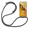 A smartphone with a lanyard case is displayed against a white background. Produktbild-Vorschau