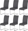 Six dark gray dining chairs with silver metal frames are arranged in two rows of three against a white background. Produktbild-Vorschau