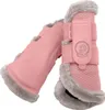 A pair of pink horse leg protection boots with faux fur lining. Produktbild-Vorschau