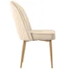 A side view of a single beige chair with gold legs. Náhľad obrázku produktu