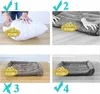 A collage of four images showing the packaging and final product of a dog bed. Podgląd zdjęcia produktu