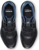 A top-down view of a pair of black hiking shoes with blue accents. Anteprima dell’immagine prodotto
