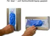 Two wall-mounted dispensers for nitrile gloves are shown, with hands reaching into each to retrieve a glove. The dispensers are mounted vertically and horizontally. Anteprima dell’immagine prodotto