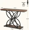 A diagram showing the dimensions of a console table, with a silhouette of a person for scale. Náhled obrázku produktu