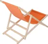 An orange fabric deck chair with a wooden frame, shown from a side-rear angle against a white background. Anteprima dell’immagine prodotto