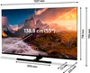A television screen displaying a landscape image, with dimensions and measurements overlaid. Produktbild-Vorschau
