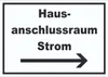 Hausanschlussraum Strom Schild mit Text und Richtungspfeil Produktbild-Vorschau 1