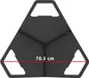 Top-down view of a black triangular fire pit with a red line indicating a measurement. Produktbild-Vorschau