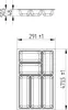 A technical drawing showing the dimensions and layout of a drawer organizer. Produktbild-Vorschau