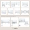 A collage of different configurations and accessories for a white oval baby crib. The bottom right corner includes the brand logo and name. Náhľad obrázku produktu