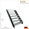 A metal staircase with a railing, displayed on a white background with dimensions indicated. Náhled obrázku produktu