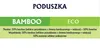 A graphic displaying product information for a pillow, divided into 'BAMBOO' and 'ECO' sections with material details. Podgląd zdjęcia produktu