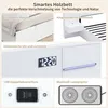 Collage of images showing features of a smart wooden bed. Produktbild-Vorschau