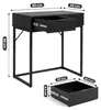 Tavolo consolle stile loft ELANO 2 cassetti 80 cm Nero Anteprima dell’immagine prodotto 3