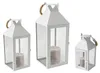 XXL 3tlg Gartenlaternen Set Windlichter 25/40/51cm mit Seilgriff Metall weiß Produktbild-Vorschau