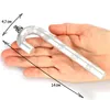 A hand holding a silver candy cane ornament. Produktbild-Vorschau