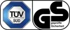 The image shows two certification logos: TÜV SÜD and GS "geprüfte Sicherheit". Produktbild-Vorschau