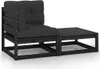 2-tlg. Garten-Lounge-Set mit Kissen Schwarz Kiefer Produktbild-Vorschau 1