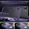 A close-up of a phone case with a magnetic ring, displayed with purple crystals on a dark, textured surface. The image is split into a main shot and two smaller comparison shots below. Náhled obrázku produktu