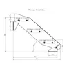 Technical drawing of an outdoor metal staircase with dimensions and angle indicators. Produktbild-Vorschau