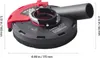 A dust shroud attachment for an angle grinder, with dimensions indicated. Voir les images du produit