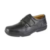 A black leather shoe with velcro straps is shown against a white background. Voir les images du produit
