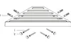 Diagram showing a corner shelf and its mounting hardware, including screws and wall anchors. Voir les images du produit