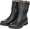 A pair of black leather boots with fur lining, shown against a white background. Anteprima dell’immagine prodotto