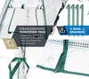 Close-up of a greenhouse or cold frame with text overlays highlighting features. Produktbild-Vorschau