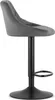 A side view of a gray velvet bar stool with a black metal base and footrest. Náhled obrázku produktu