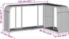 A diagram showing the dimensions of a black poly rattan storage shelf. Náhled obrázku produktu