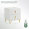 SoBuy FBT115-W Nočný stolík biely s 2 zásuvkami Rozkladací Náhľad obrázku produktu 6