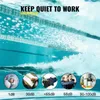 Underwater view of a swimming pool with lane lines, with circular images at the bottom showing different noise levels. Voir les images du produit
